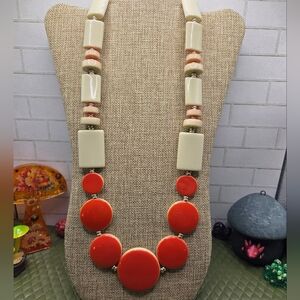 919. Coldwater Creek Cream and Orange Necklace